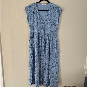 Madewell Blue Floral Midi Maxi Dress Cottage Core Coastal Grand Daughter Grandma